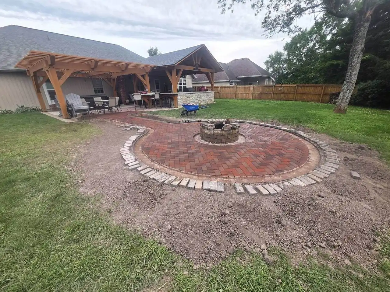 Firepit patio during construction
