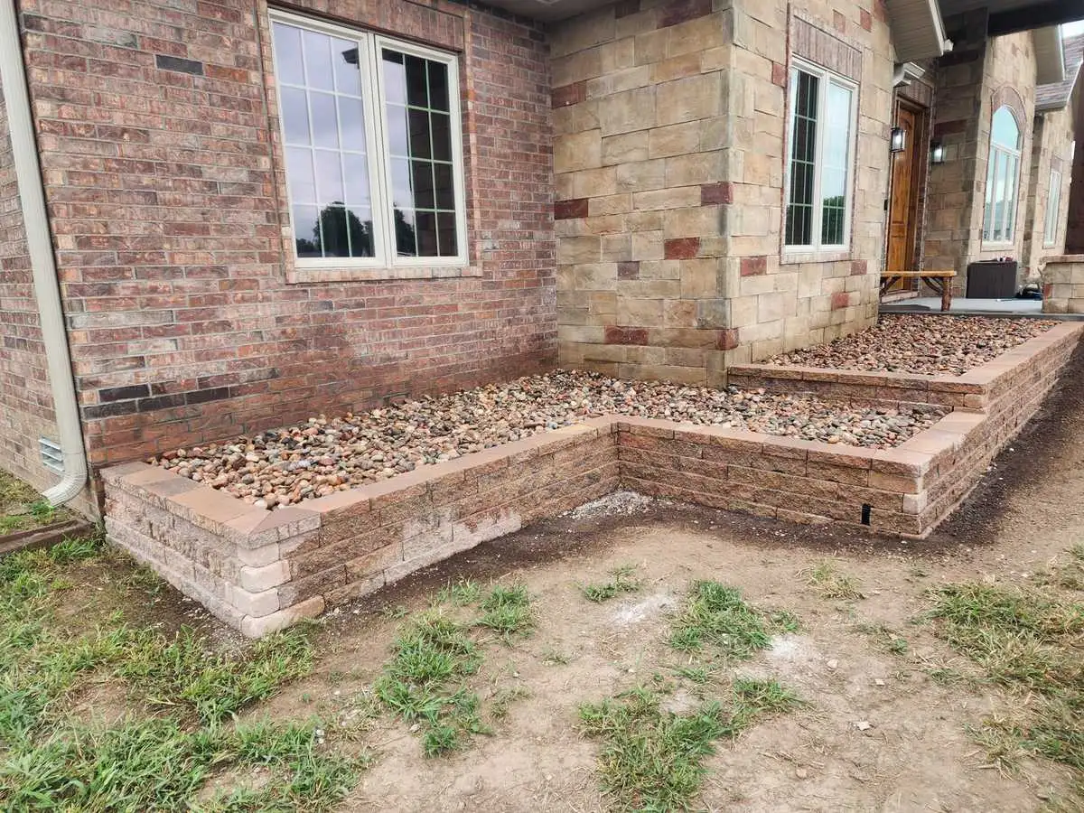 Stone raised planting bed